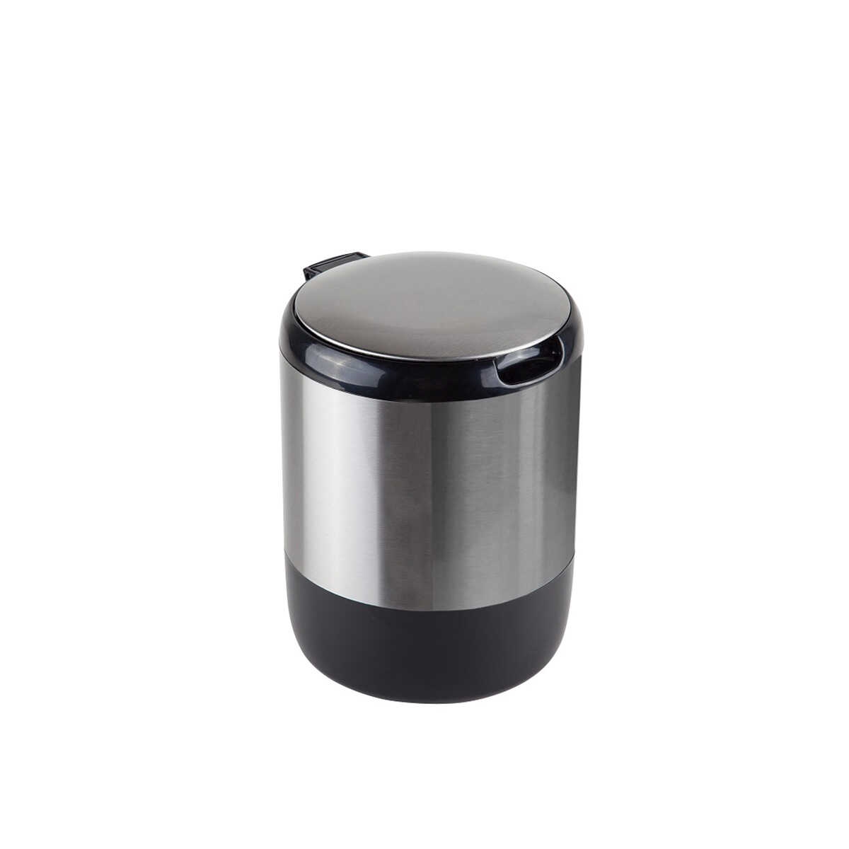 ANSN-E29-WASTEBIN-3LT-BK Stainless Steel and Plastic Waterproof Car, & Kitchen Counter Top Trash Can With Lid, Front Seat, 3L (Black)