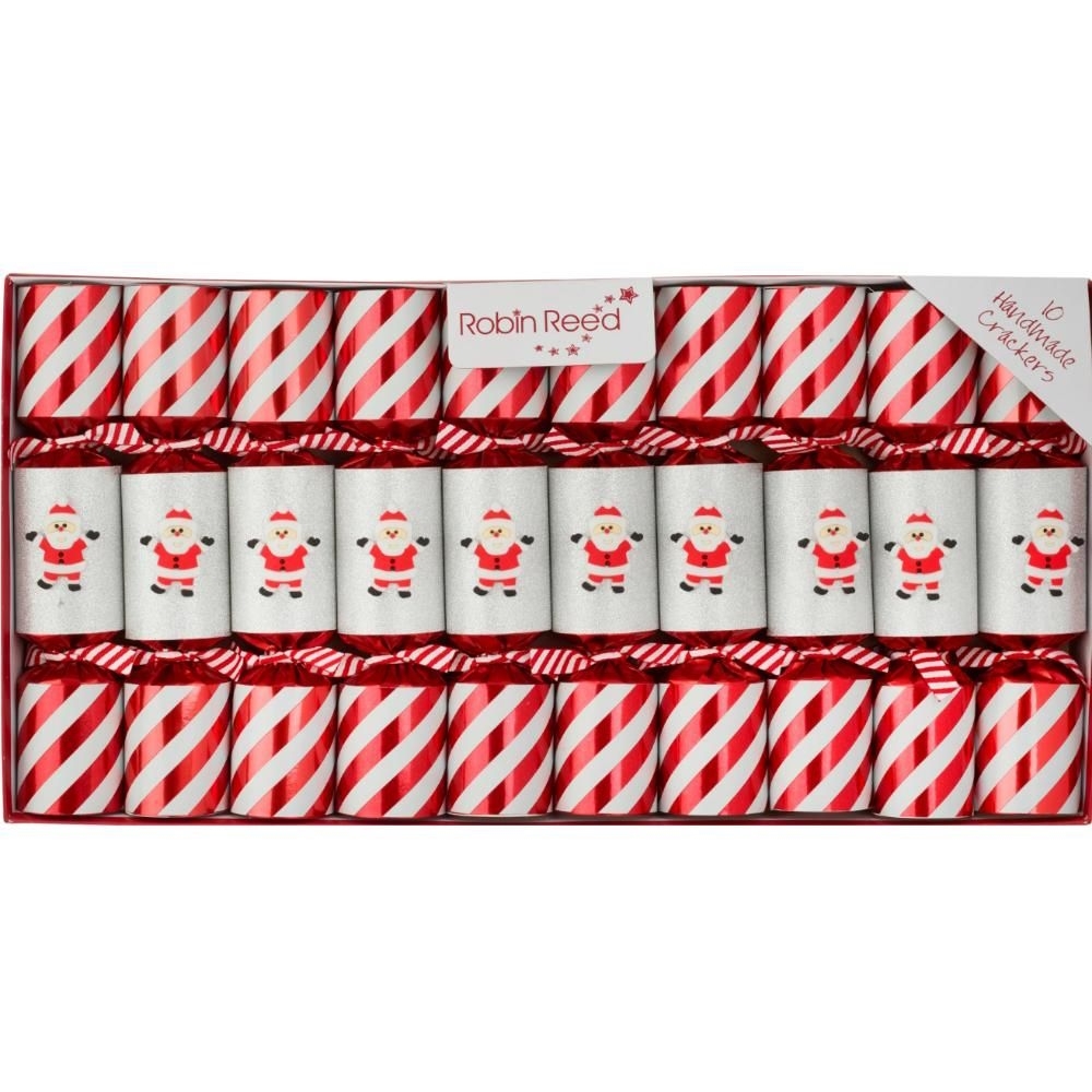 RR-42410-CANDYCANESANTA  42410 Candy Cane Santa Handmade English Christmas Crackers, 10 Inch (Set of 10)