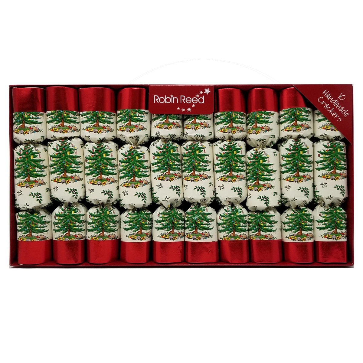 RR-41630-SPODE-10X8.5  41630 Handmade Spode Holiday Christmas Crackers, 8.5 Inch, Box of 10 Party Crackers with Hats, Jokes & Gifts