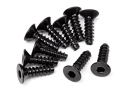M3 x 10 mm TP. Flat Head Screw Hex Socket Spare Parts, Black - 10 Piece