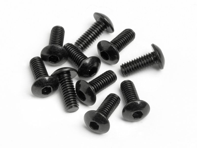 HPI94554 M4 x 10 mm Button Head Screw Hex Socket Spare Parts, Black - 10 Piece -  HPI Racing