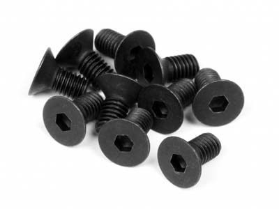 HPIZ081 M3 x 6 mm Flat Head Screw Hex Socket Spare Parts, Black - 10 Piece -  HPI Racing