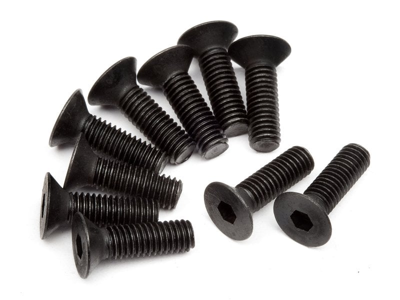 HPIZ083 M3 x 10 mm Flat Head Screw Hex Socket Spare Parts, Black - 10 Piece -  HPI Racing