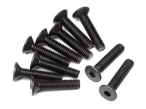 M3 x 14 mm Flat Head Screw Hex Socket Spare Parts, Black - 10 Piece