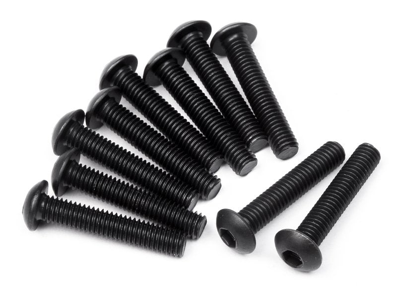 HPI100560 M3 x 16 mm Button Head Screw Hex Socket Spare Parts, Black - 10 Piece -  HPI Racing