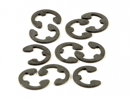 4 mm E-Clip Spare Parts, Black - 10 Piece