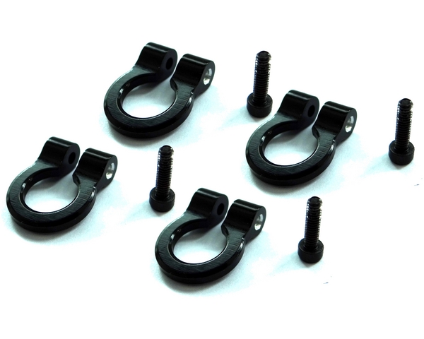 Picture of Hot Racing HRAACC80801 4 Piece 1 by 10 Scale Aluminum Black Tow Shackle D-Rings
