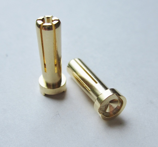 TQW2507 5 mm Male Bullets Low Profile Connector, Gold - 19 mm