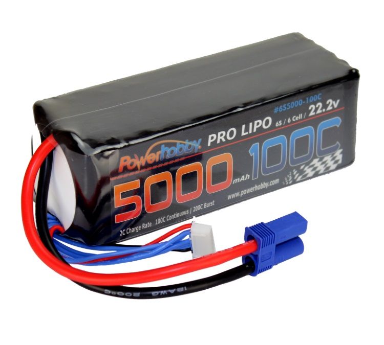 PHB6S5000100CEC5 5200mAh 22.2V 6S 100C LiPo Battery with EC5 Connector -  Power Hobby