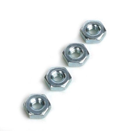 Standard 4-40 Thread Size Steel Hex Nuts, Zinc Plated - Pack of 4