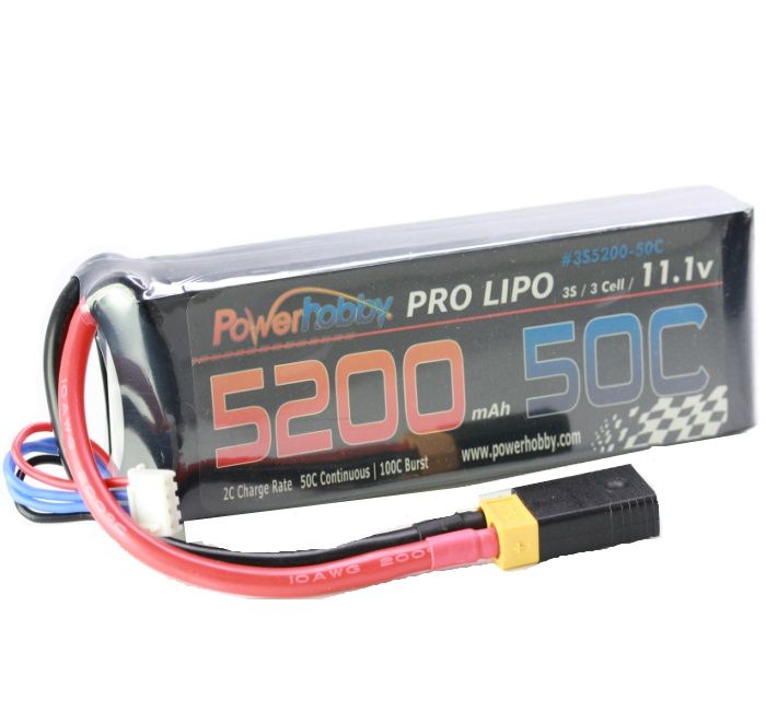 PHB3S520050CXT60APT 5200 mAh 11.1V 3S 50C Lipo Battery with Hardwired XT60