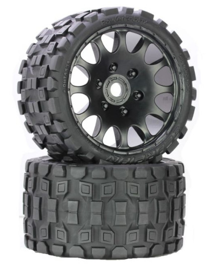 PHBPHT1131R Scorpion Belted Monster Truck Wheel & Tires - Race -  Power Hobby