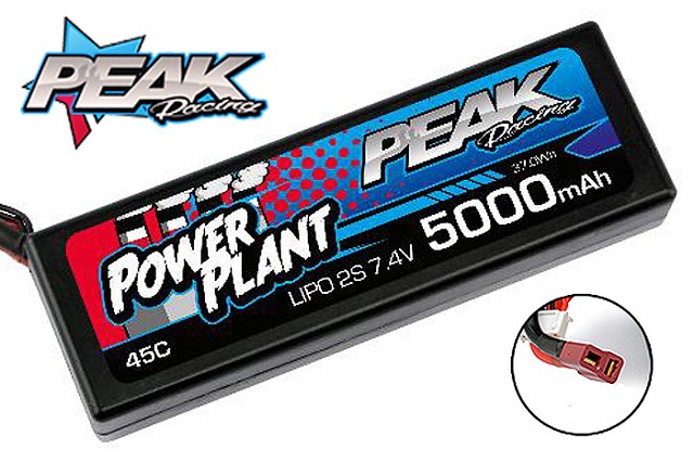 Picture of Peak Racing PEK00545 7.4V Power Plant 5000 45C Lipo Battery with Deans Connector
