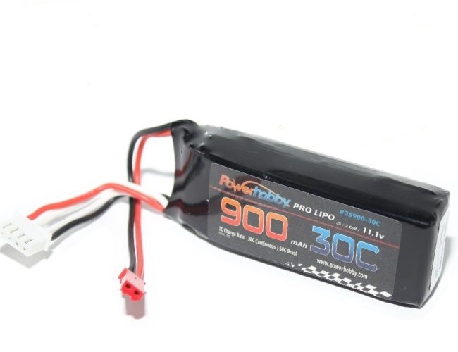 Picture of Power Hobby PHB3S90030CJST 3S 11.1V 900 mAh 30C Lipo Battery with JST Connector