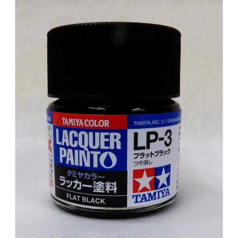 TAM82103 10 ml Lacquer Paint LP-3 Flat Bottle - Black