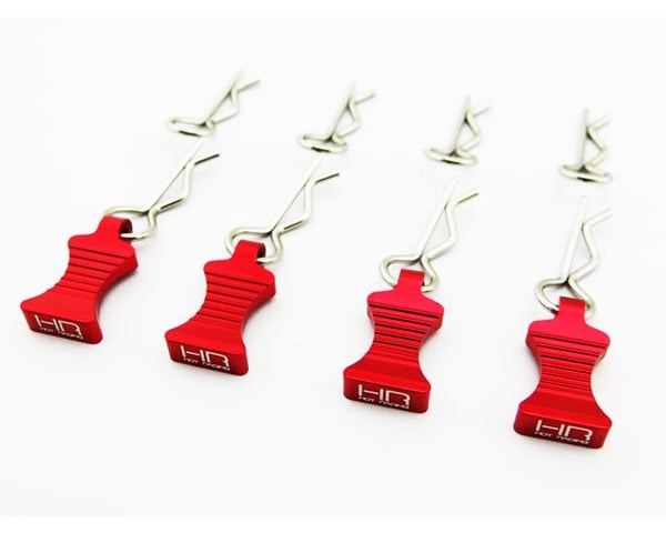 1-10 Aluminum EZ Pulls 4 Body Clips 8, Red