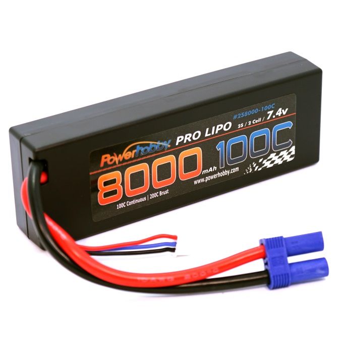 PHB2S8000100CEC5 2S 7.4V 8000MAH 100c-200c Lipo Battery with EC5 Plug -  Power Hobby
