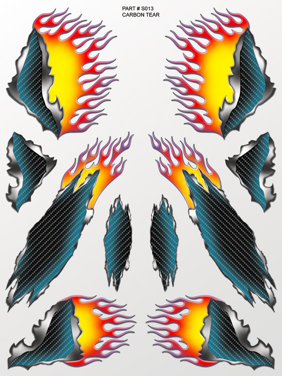 XXXS013 Carbon Tear Sticker Sheet