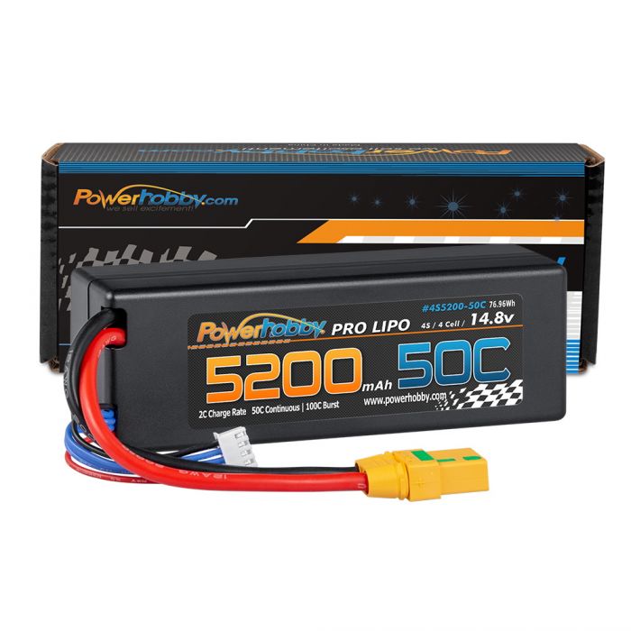 PHB4S520050CLCGXT90 4S 14.8v 5200mAh 50C LiPo Battery with XT90 Plug Hard Case -  Power Hobby