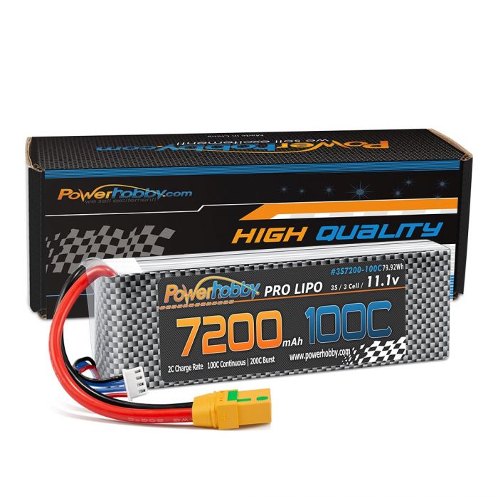PHB3S7200100CXT90 3S 11.1V 7200mAh 100C-200C LiPo Battery with XT90 Plug -  Power Hobby