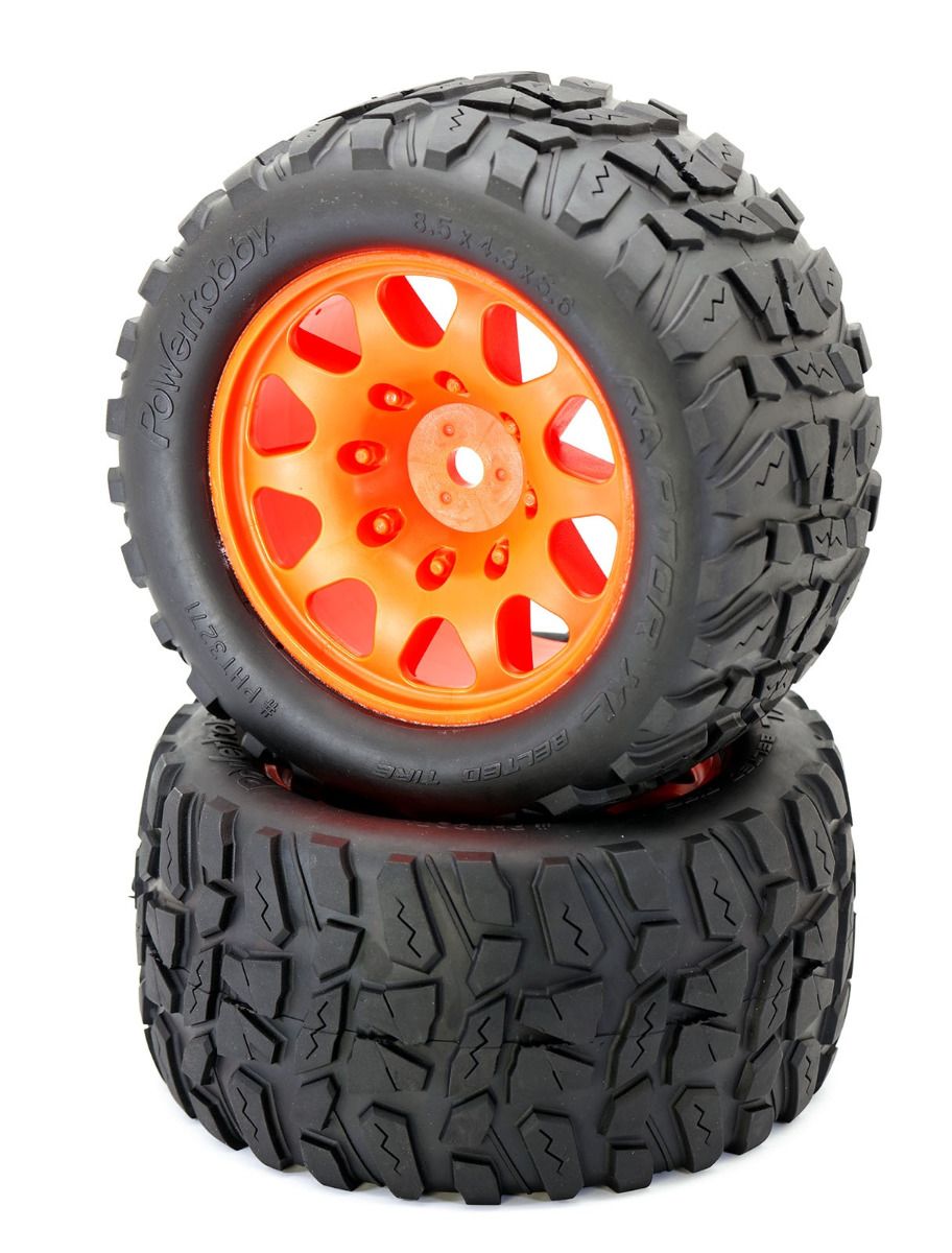 Picture of Power Hobby PHBPHT3271ORANGE Raptor XL Belted Tires & Viper Wheels&#44; Orange - 2 Piece