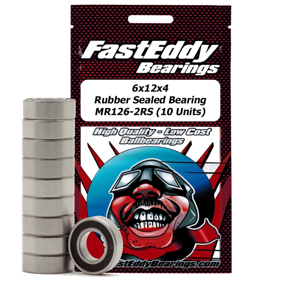 TFE272 6 x 12 x 4 mm Rubber Sealed Bearing for MR126-2RS - Pack of 10 -  FastEddy Bearings