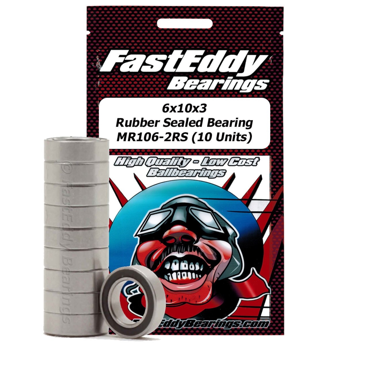 TFE274 MR106-2RS 6 x 10 x 3 mm Rubber Sealed Bearing - 10 Piece -  FastEddy