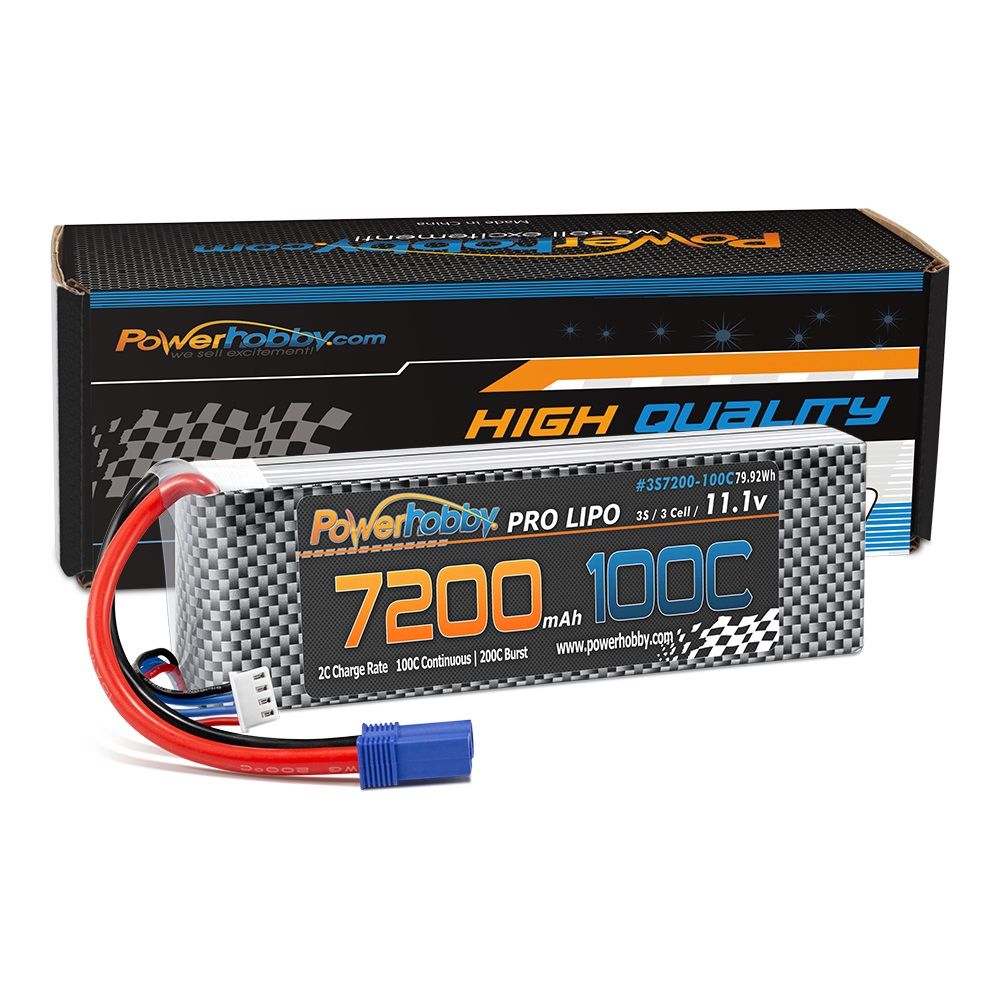 PHB3S7200100CEC5 3S 11.1V 7200mAh 100C-200C LiPo Battery with EC5 Plug -  Power Hobby