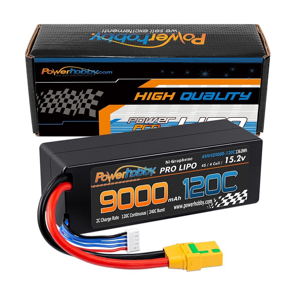 PHB4S9000120CXT90 4S 15.2V 9000mAh 120C Graphene LiPo Battery with XT90 Plug -  Power Hobby