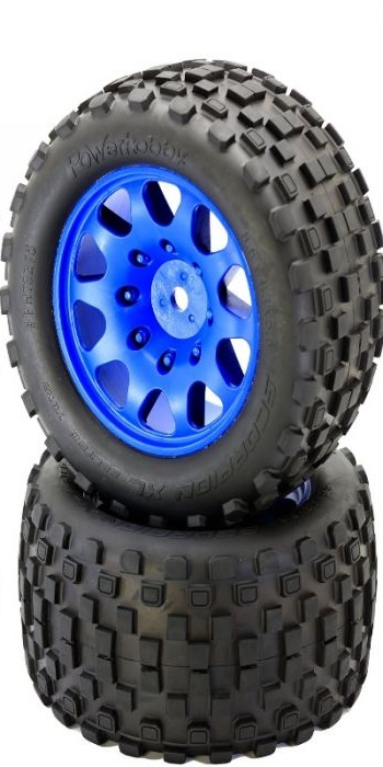Picture of Power Hobby PHBPHT3275BLUE SCORPION XL Belted Tires & Viper Wheels - Set of 2