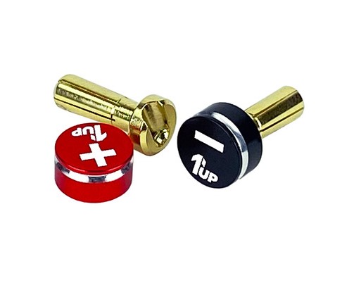 Picture of 1UP Racing 1UP190431 4 mm LowPro Bullet Plugs & Grips - Black & Red