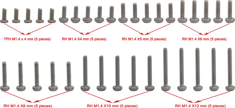 M1.4 Round Head Screw Set for SCX 24 - 35 Piece