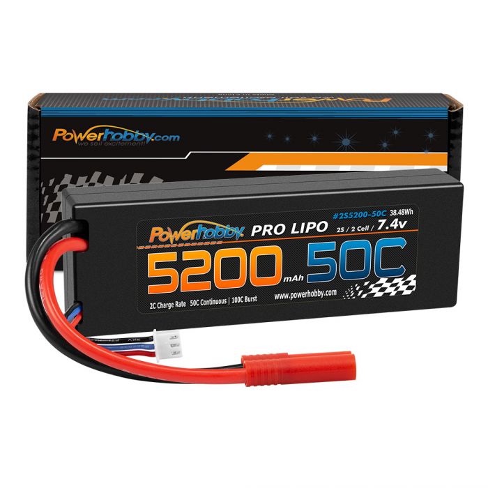 PHB2S520050C4MM 7.4V 5200mAh 4.0 mm 2S 50C LiPo Battery with RedCAT Plug -  Power Hobby