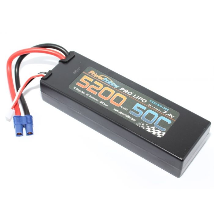 2S 7.4V 5200mAh 50C LiPo Battery Pack with EC3 Plug Hard -  Power Hobby, PO725278