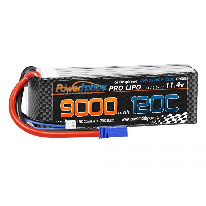 Picture of Power Hobby PHB3S9000120CEC5 3S 11.4V 9000mAh 120C Grphene Plus HV Lipo Battery with EC5 Plug