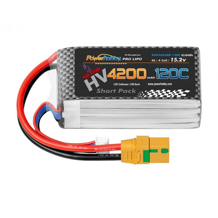 PHB4S4200120CXT90 4S 15.2V 4200mah 120C Graphene Plus HV Lipo Battery with XT90 Plug -  Power Hobby