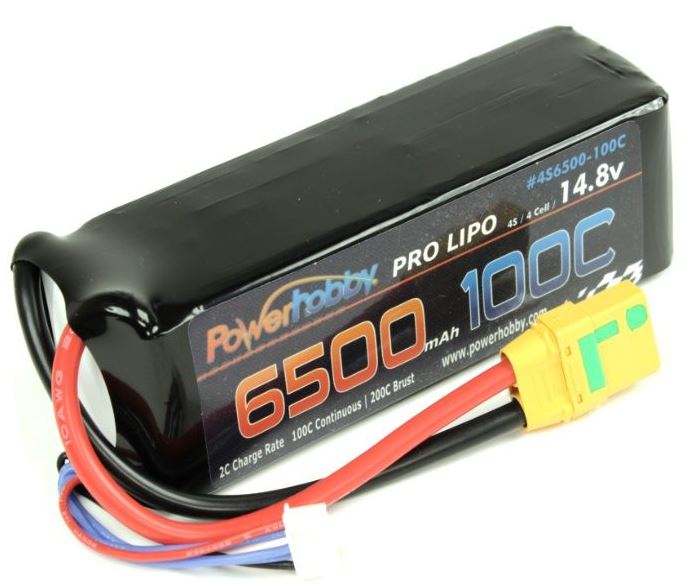 PHB4S6500100CXT90 4S 14.8V 6500mAh 100C Lipo Battery with XT90 Plug Soft Case -  Power Hobby