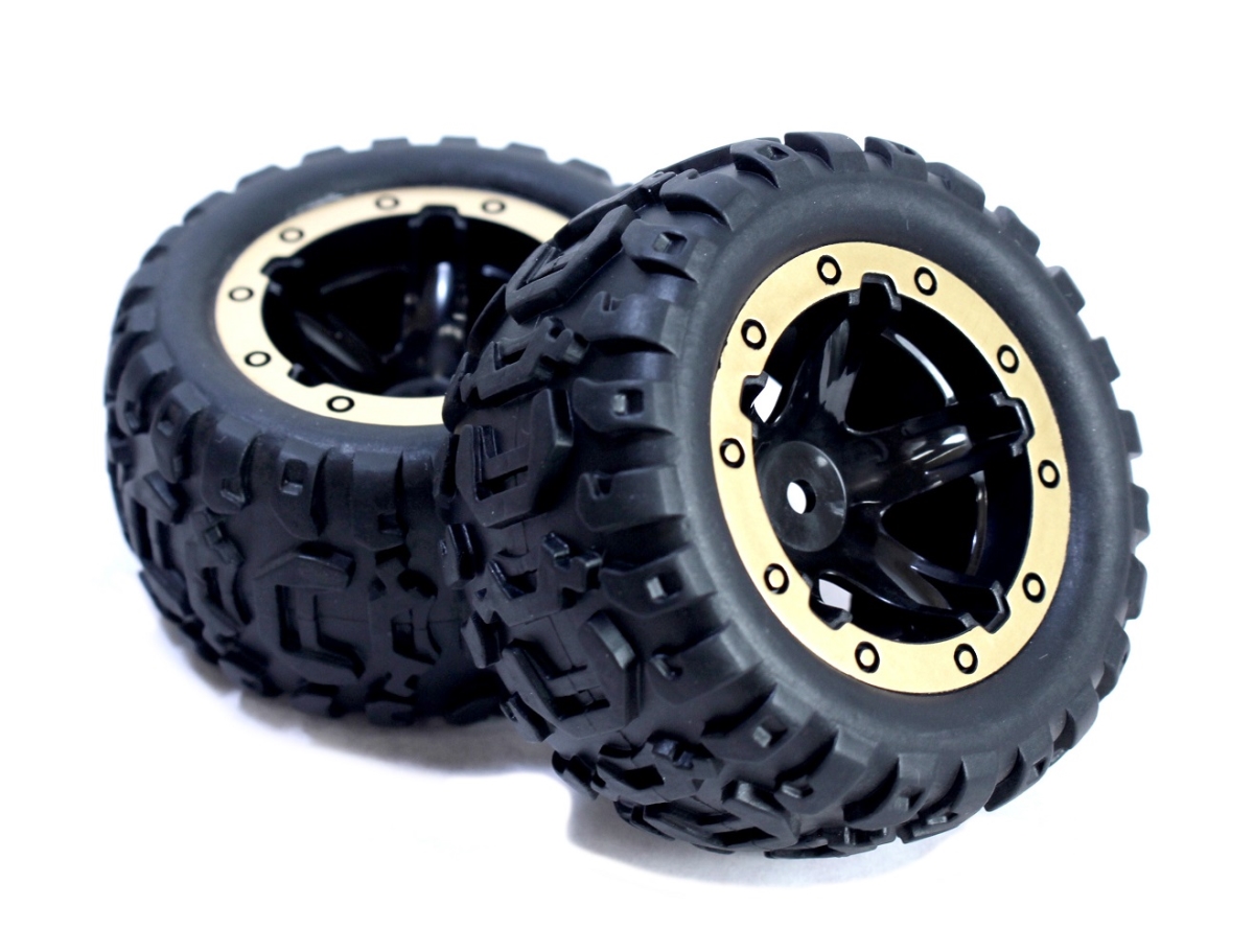 Picture of Black Zon BZN540087 Slyder Assembled MT Wheels & Tires&#44; Black & Gold