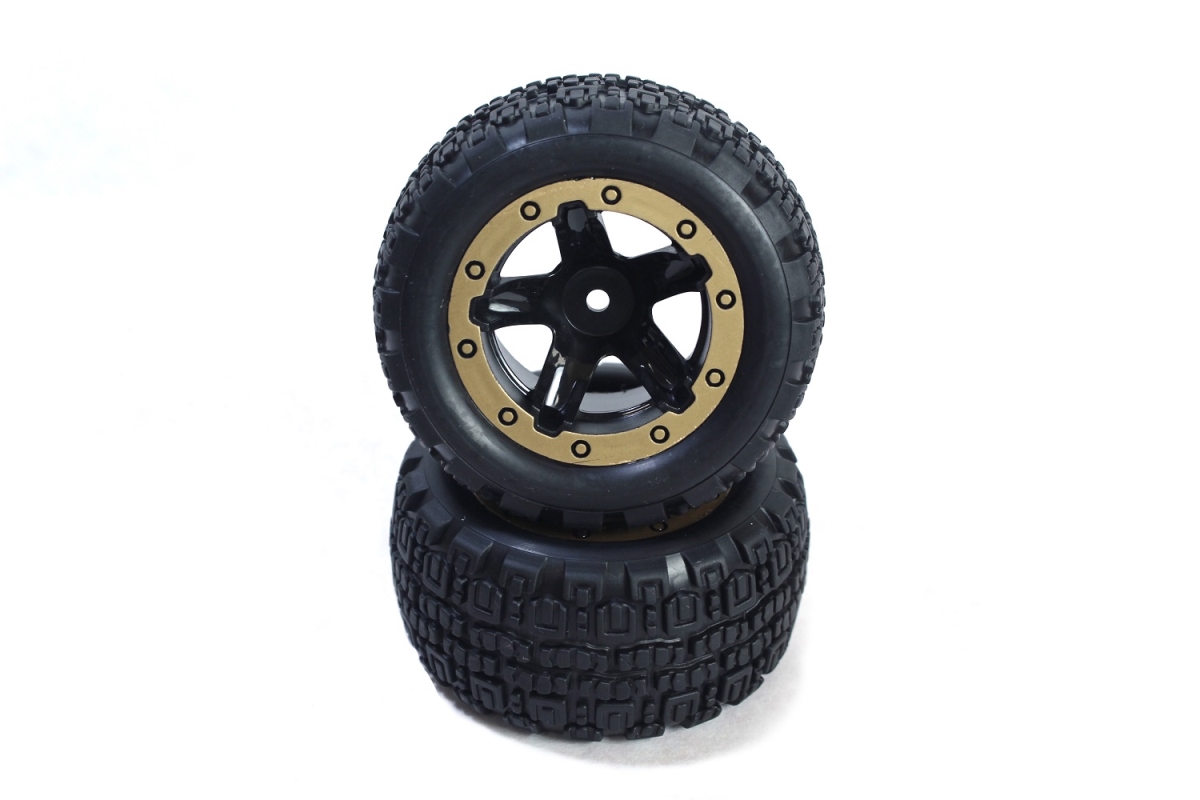 Picture of Black Zon BZN540095 Slyder Assembled ST Wheels & Tires&#44; Black & Gold