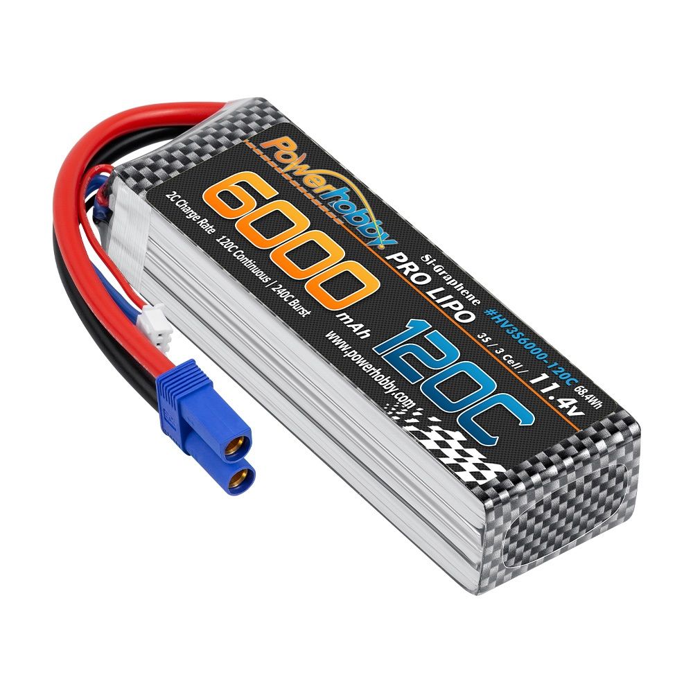 Picture of Power Hobby PHB3S6000120CEC5 3S 11.4V 6000 mAh 120C Graphne Plus HV Lipo Battery with EC5 Plug