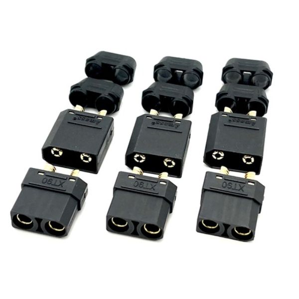 3 Female & 3 Male Plugs Connectors, Black