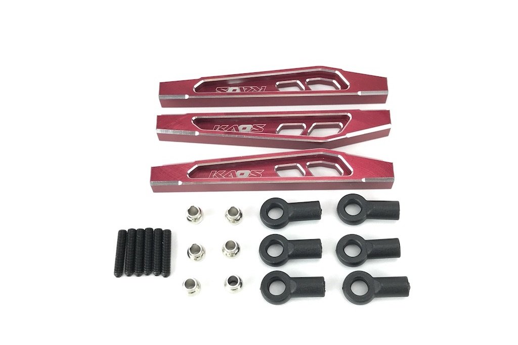 CEGCKD0369 69 mm CNC Aluminum Front Upper & Lower Suspension Links, Red - 3 Piece