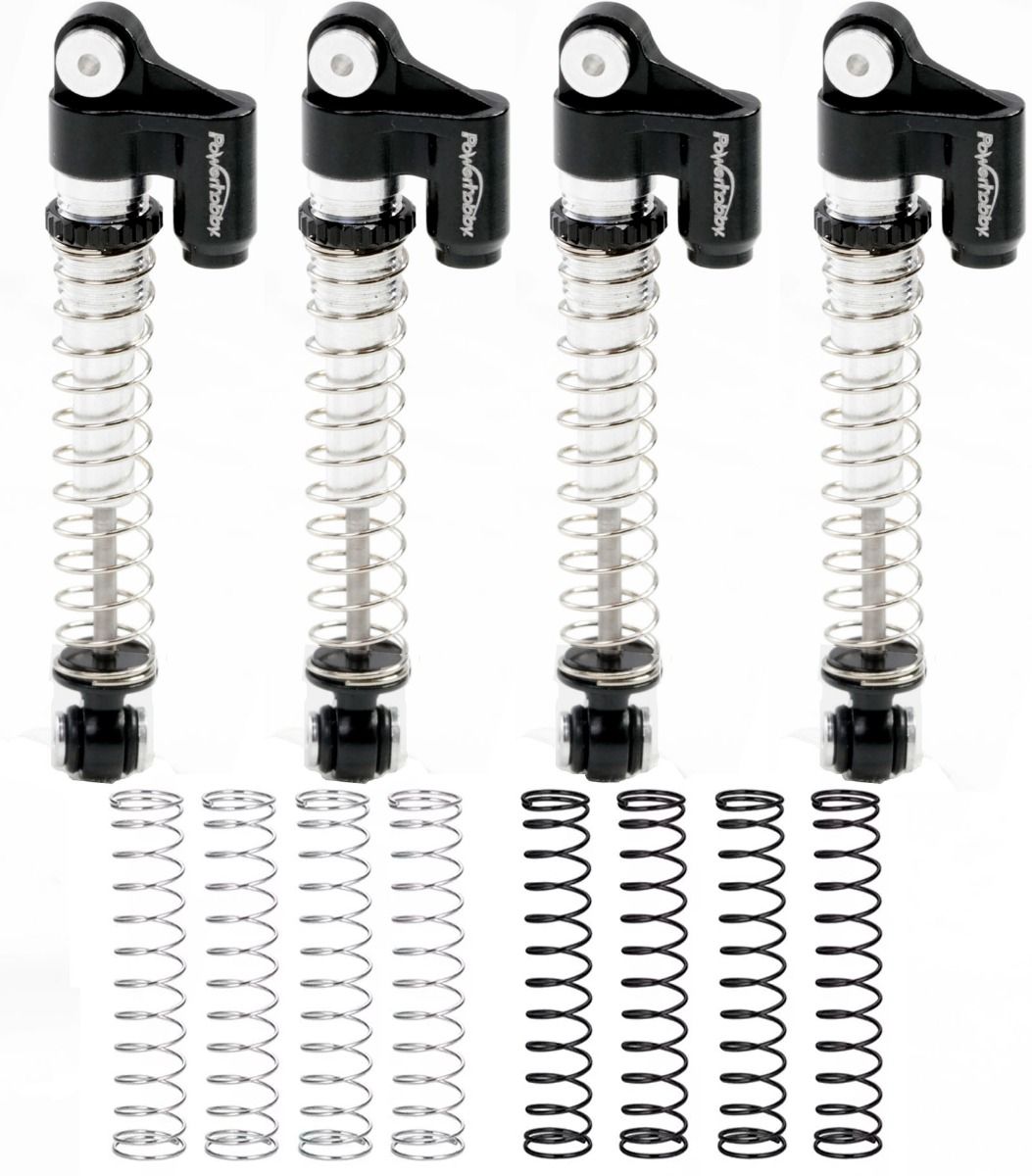 48 mm Axial SCX24 Aluminum Threaded Long Travel Shocks Micro - Black