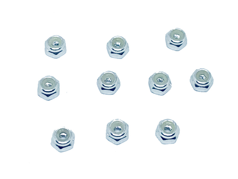 RCE3152S M2 Nylon Lock Nut, Silver - 10 Piece