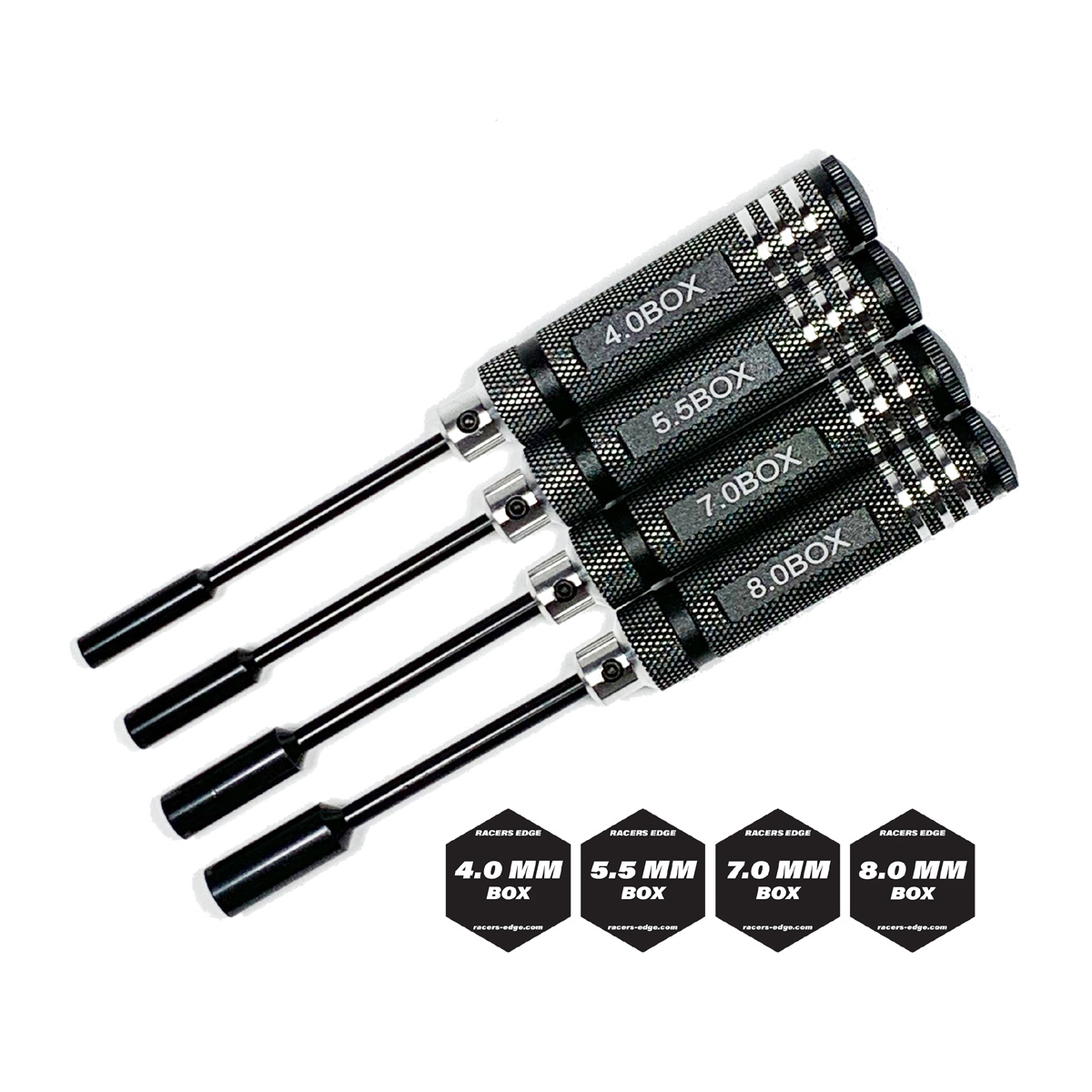 RCE7220 Metric Nut Driver Set with Handles, Black - 4 Piece