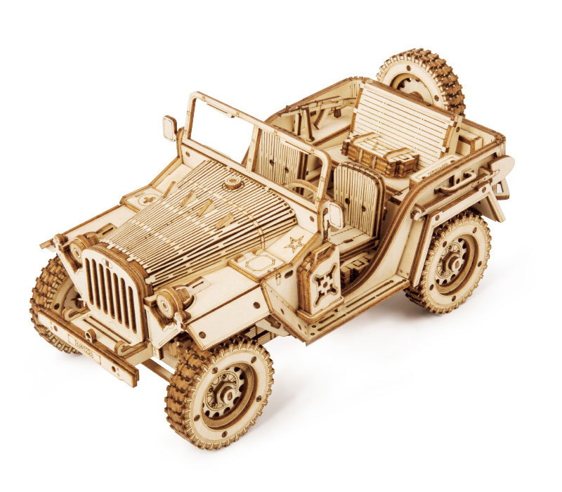 Picture of Robotime ROEMC701 Scale Model Vehicles Army 4x4 Field Car