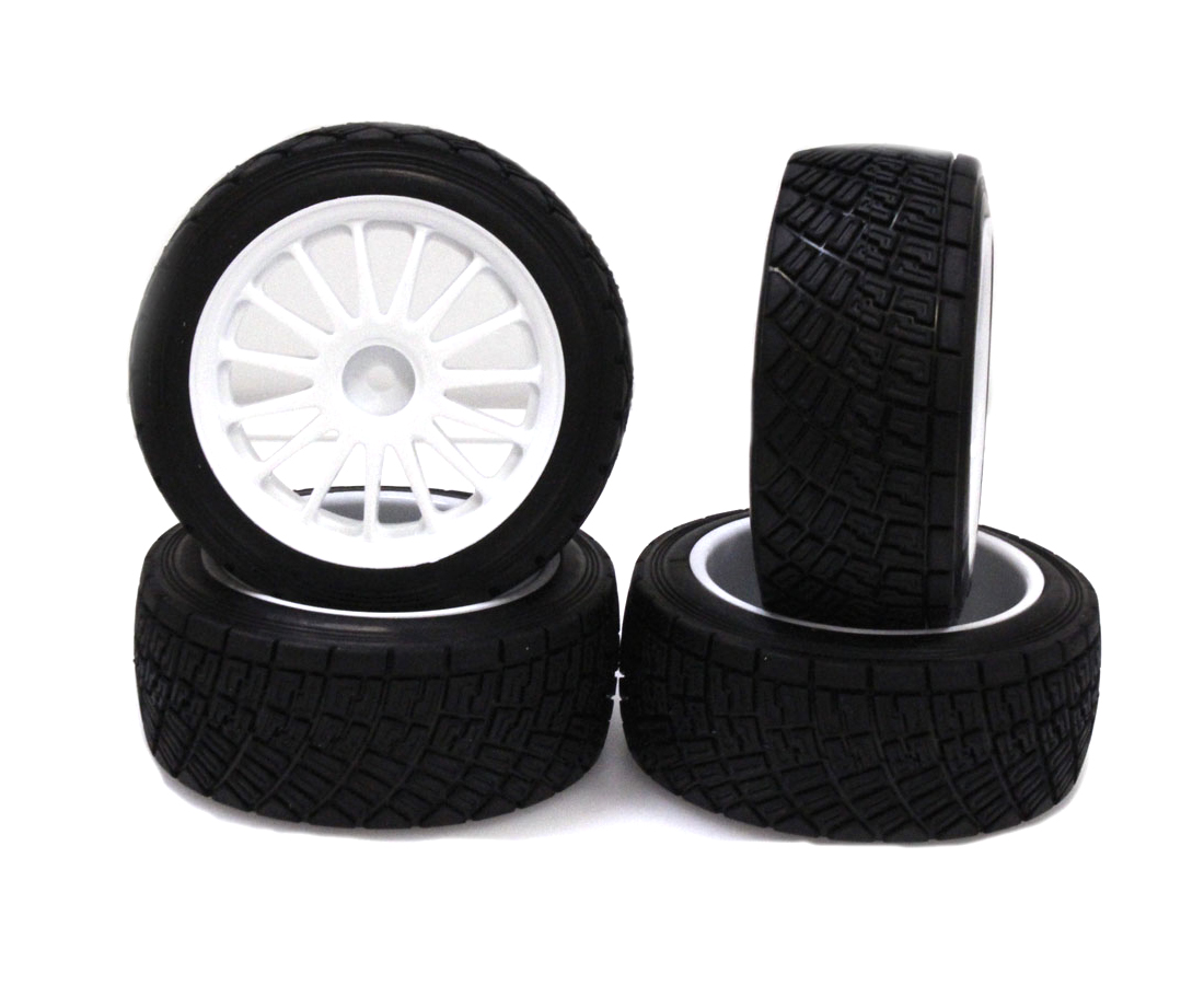 RCE3481W 1-10 Scale Off-Road Flower Line Wheels, White - 4 Piece