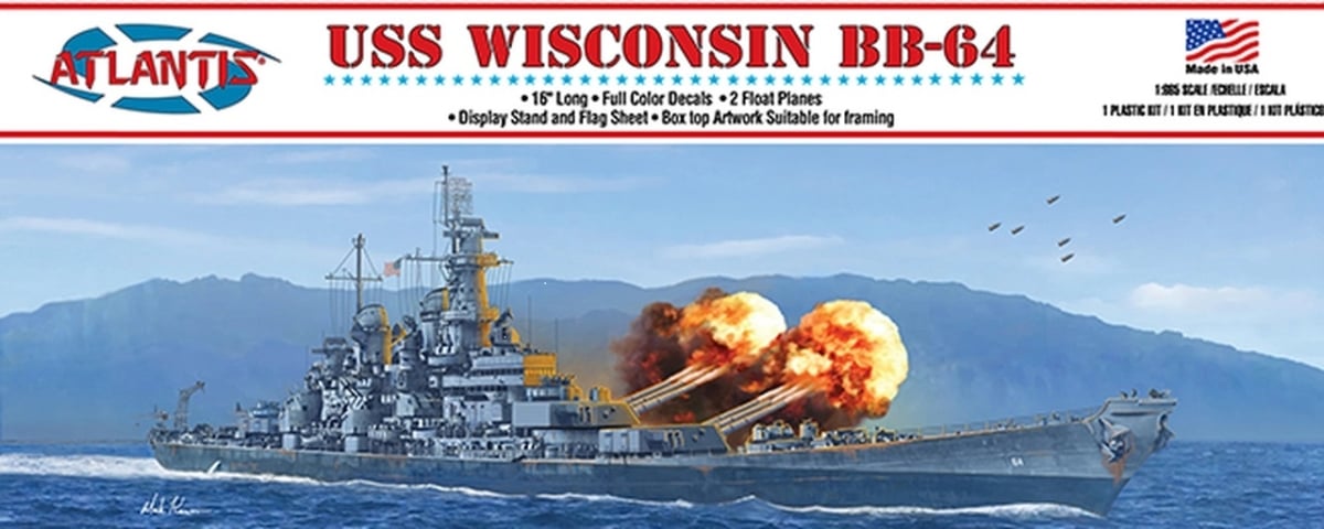 Picture of Atlantis Models AANM3006 16 in. 1-665 Scale USS Wisconsin BB-64 Battleship Plastic Figures