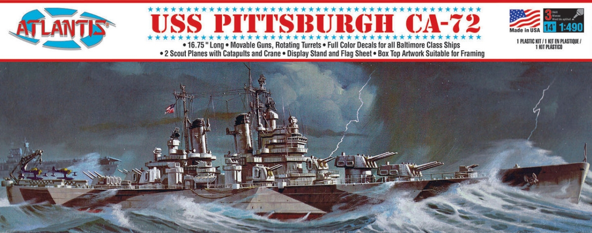 Picture of Atlantis Models AANH457 1-490 Scale USS Pittsburgh CA-72 Heavy Cruiser Plastic Figures