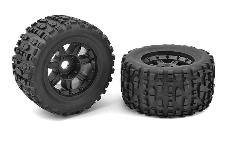 Picture of Corally COR00180-632 XL4S Grabber Monster Truck Tires - Glued On Black Rims - Set of 2